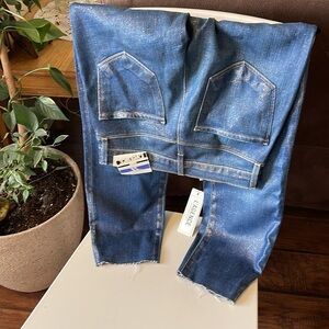 L’AGENCE shiny French slim jeans with gold glitter